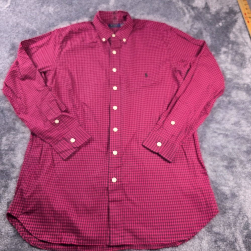 Polo Ralph Lauren Gingham Plaid Twill Shirt Mens M Tall Red Black Buffalo